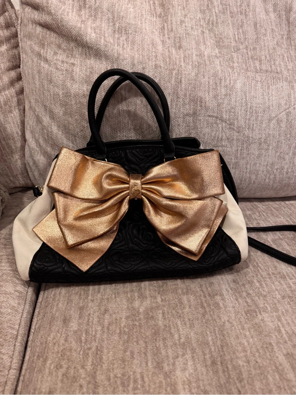 Y2K Betsey Johnson Satin Big Bow Wagon Satchel Handbag